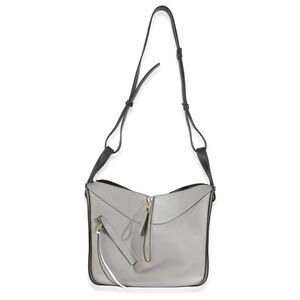 Loewe Gray Leather Shoulder Bag with Gold Hardware
